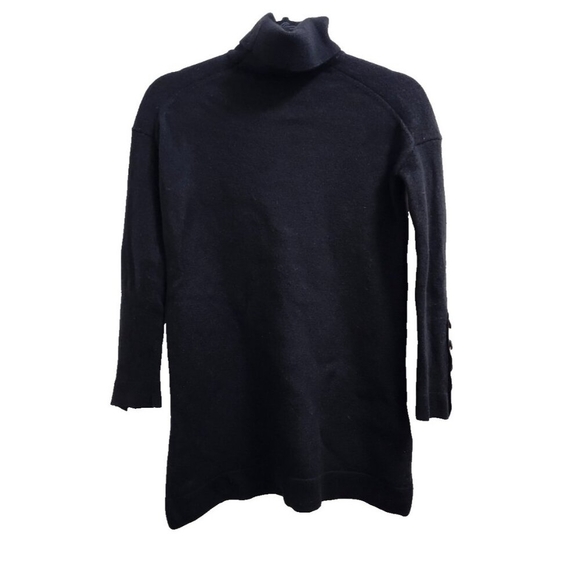 Sézane La Maille Merino Wool Turtleneck Sweater Dress Black Long Sleeve ButtonXS - Picture 5 of 15
